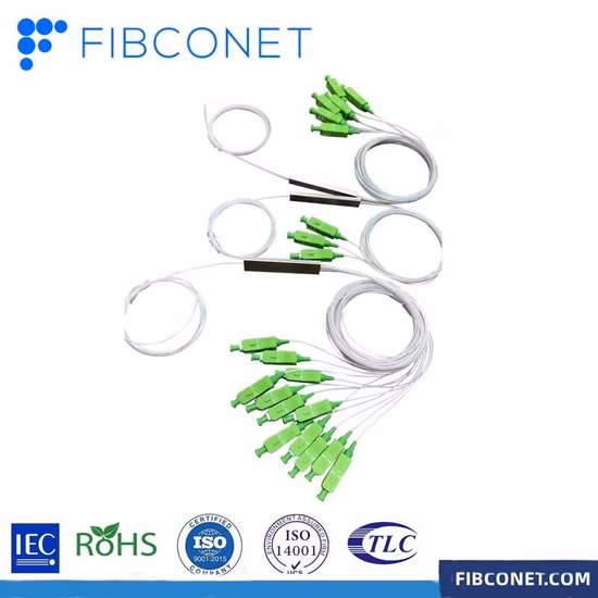 Mini tubo de acero FTTH/Plugin/módulo/Lgx/ABS tipo casete acoplador de fibra óptica Fbt PLC Splitter